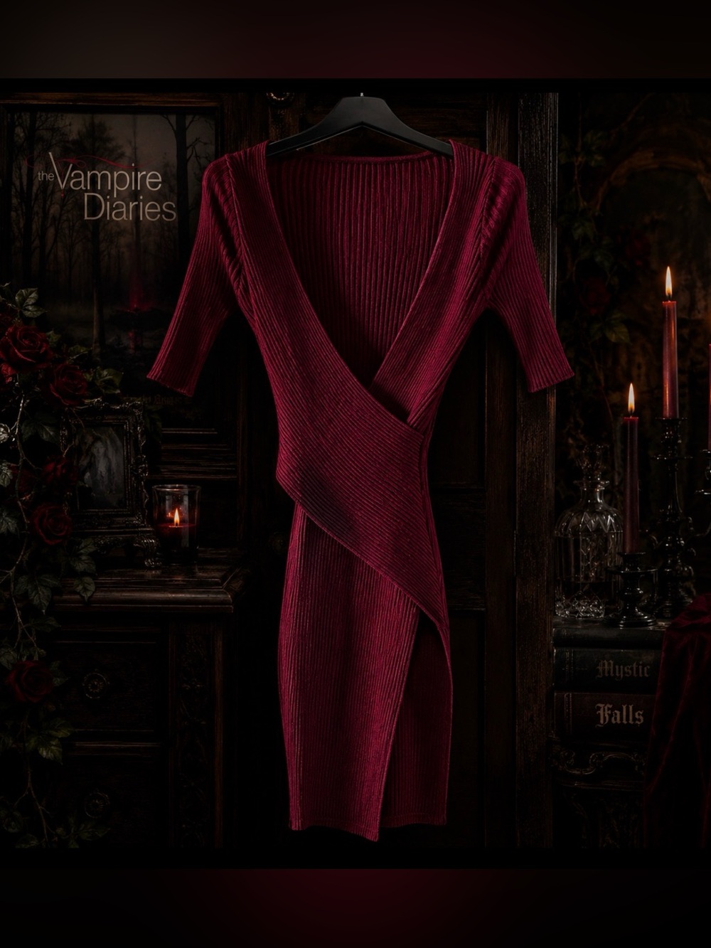 Elegant Burgundy Wrap Dress | Size M | Y2K | 🩸 TVD Elena Gilbert Aesthetic